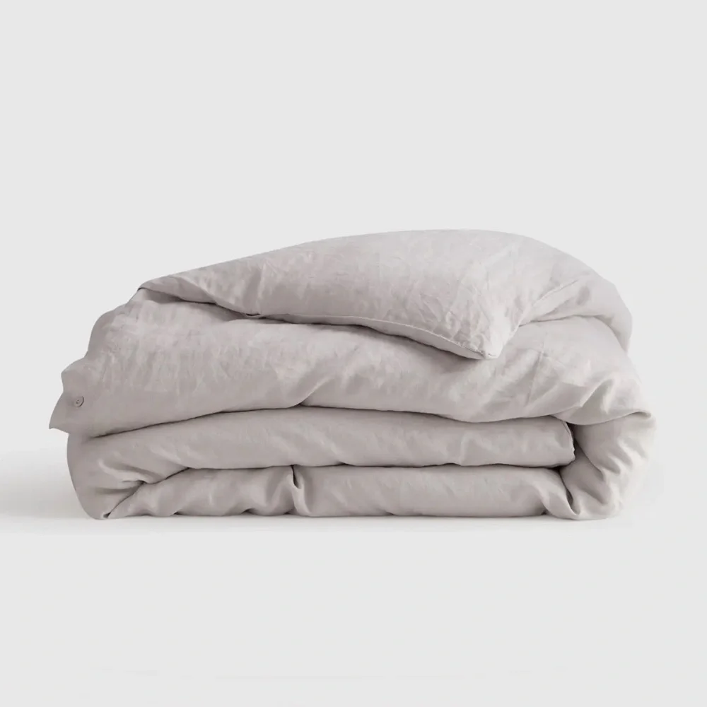 NWT Quince European Linen Queen Duvet Cover in Light Grey